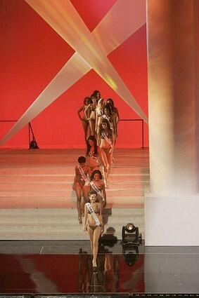 The 2006 Miss Universe Pageant gets underway at the Shrine Auditorium in Los Angeles.