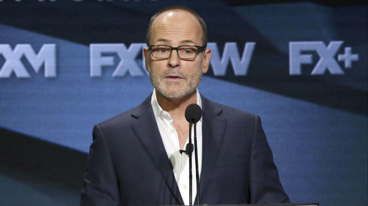 John Landgraf, CEO of FX Networks and FX Productions, is shown at the executive panel during the FX Television Critics Assn Summer Press Tour at the Beverly Hilton hotel on Friday in Beverly Hills.