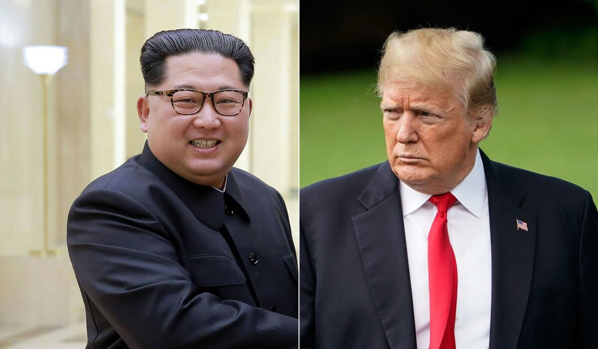 President Trump, right, on Thursday called off a scheduled summit meeting with North Korean leader Kim Jong Un, citing overheated rhetoric.