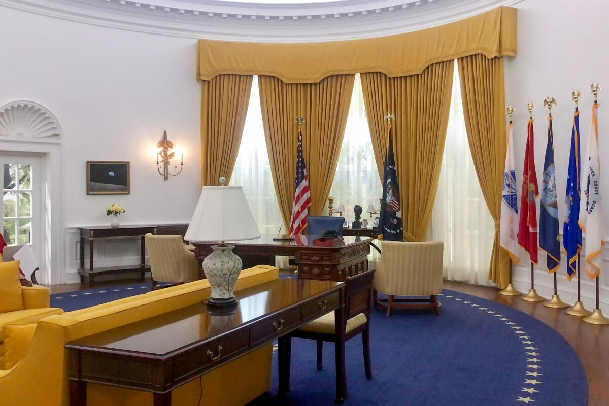 The replica of the Oval Office at the Nixon Library in Yorba Linda in July 2022.