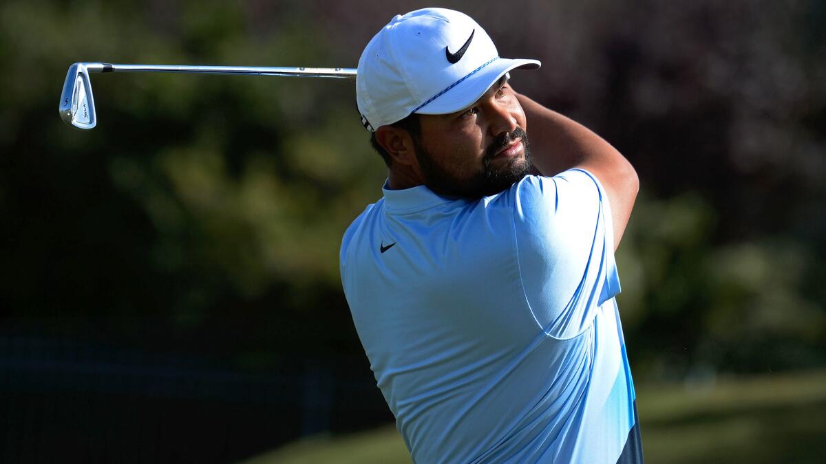 J.J. Spaun hits his approach shot at No. 16 during the second round of the Shriners Hospitals for Children Open.