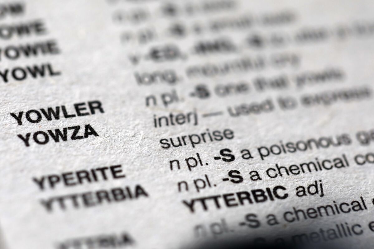 Le mot yowza dans la nouvelle édition de Merriam Webster's "Dictionnaire officiel des joueurs de Scrabble."