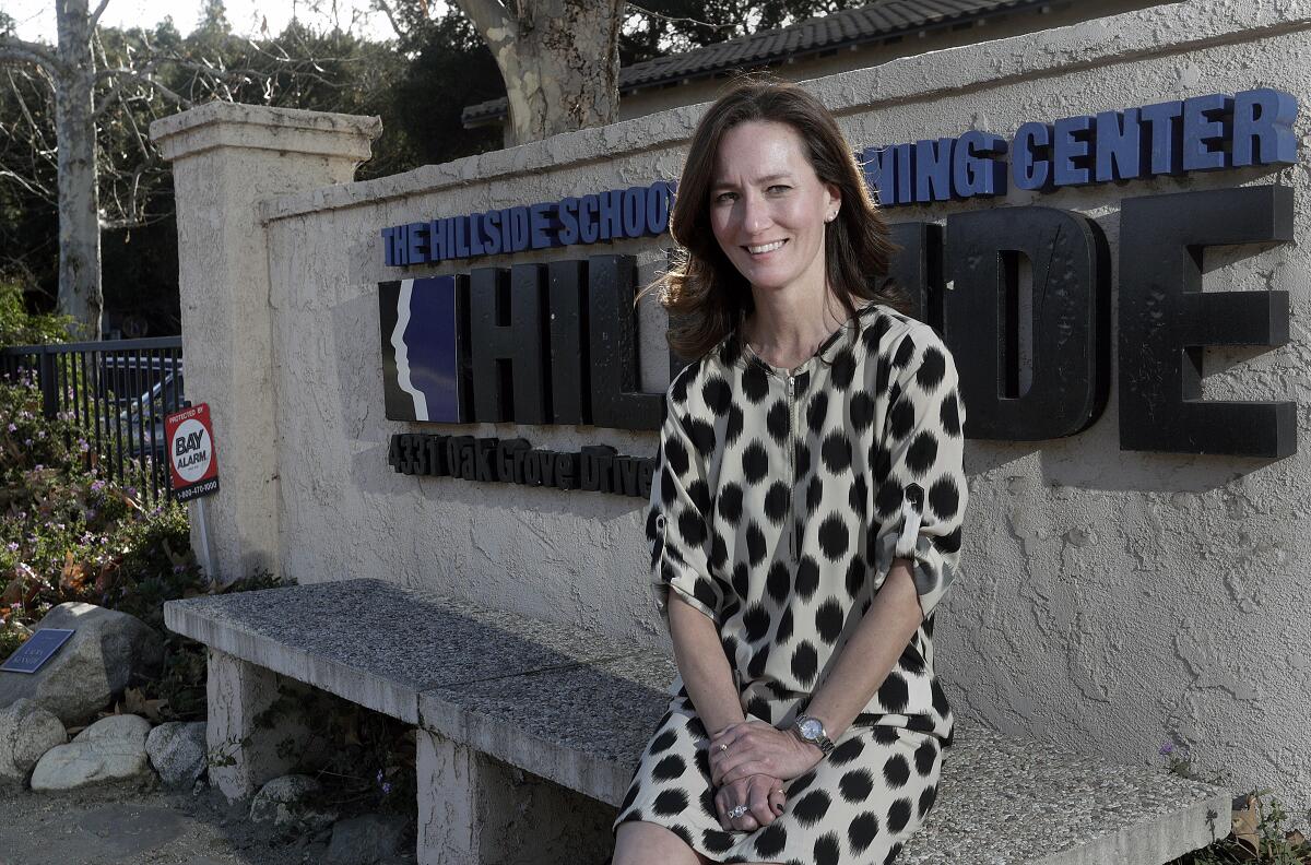 Principal Cyndi Hatcher, pictured at the Hillside School and Learning Center in La Cañada Flintridge on Friday, will become the school's next executive director in June, replacing retiring 40-year veteran Bob Frank.