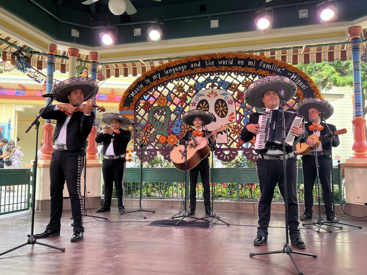 A live mariachi performance at Disneyland’s Plaza de la Familia.