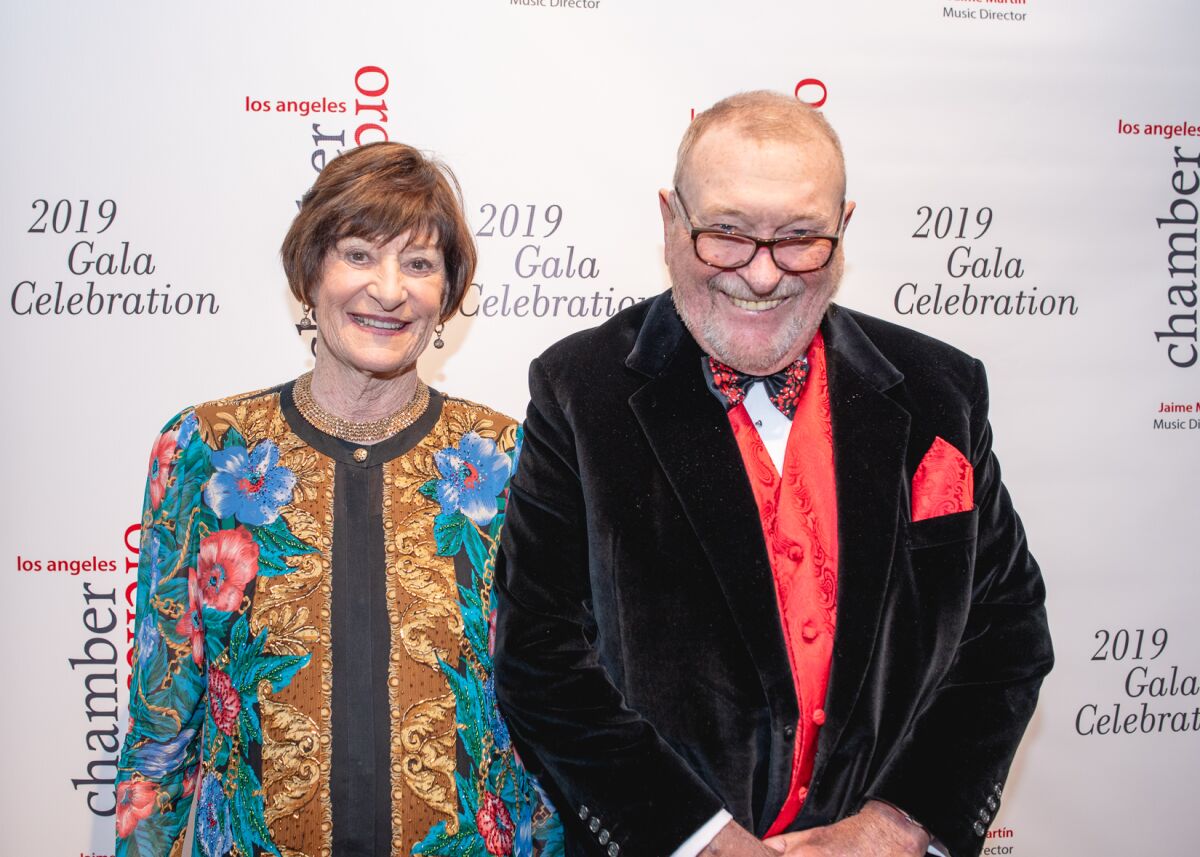 Philanthropists Carol and Warner Henry attend a Los Angeles Chamber Orchestra event in 2019.