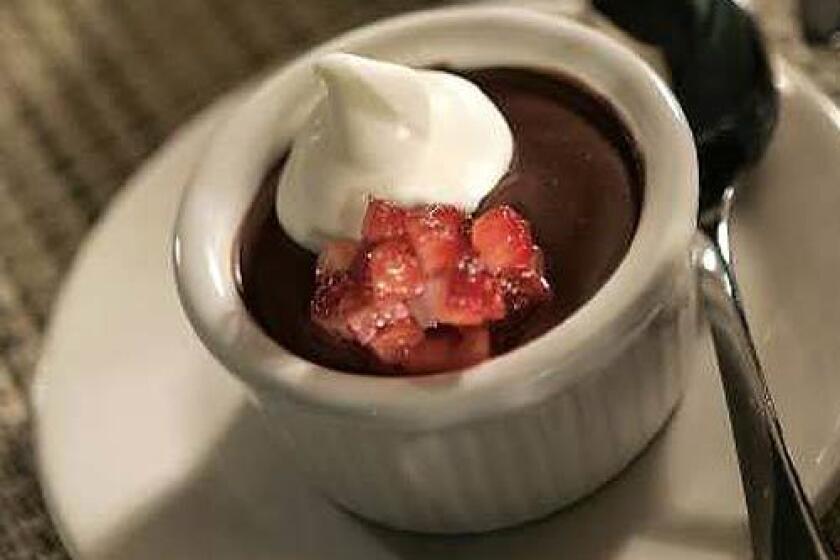 Chocolate pudding goes upscale in this decadent dish.