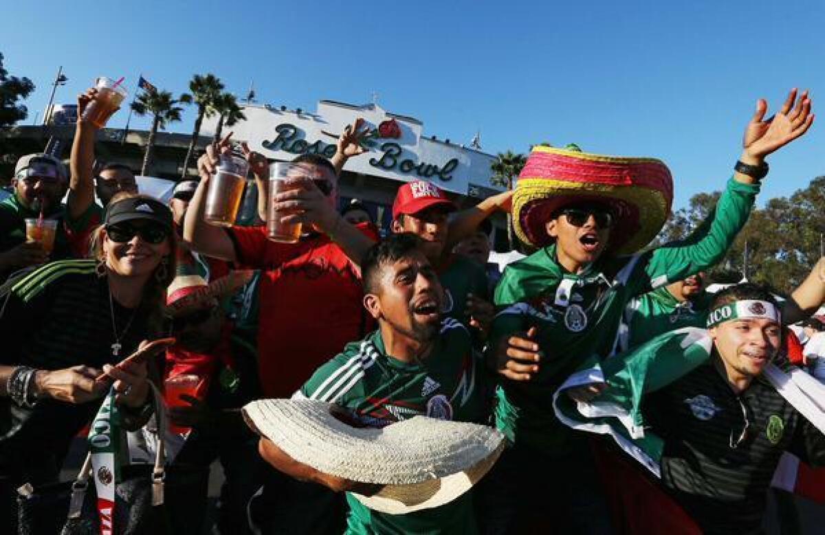 Soccer fans gathered at the Rose Bowl on Saturday for the CONCACAF Cup match between the U.S. and Mexico.
