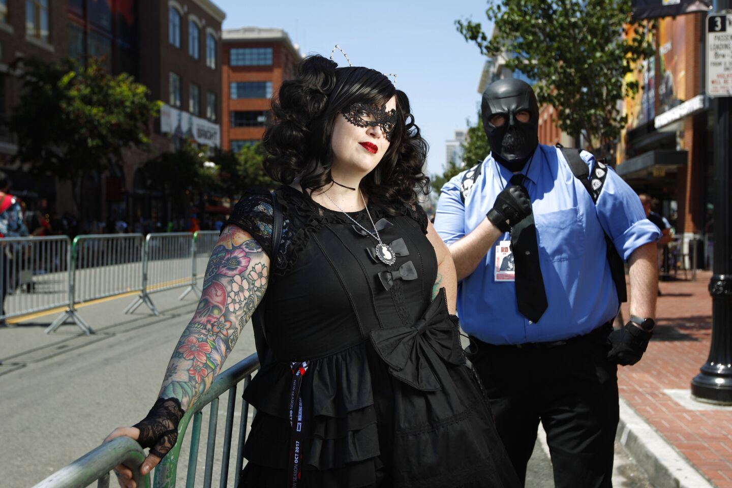 Kehlen Scott and Gordon Scott of Houston dressed as Lolita Catwoman and Black Mask.