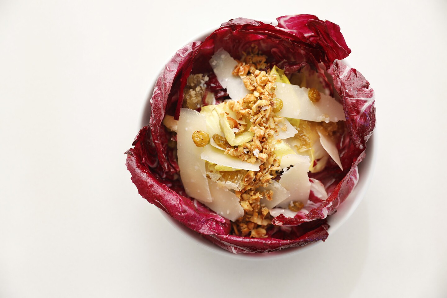 The roasted radicchio at Dominique Ansel's new restaurant 189 at the Grove comes with fresh honeycomb, endive, hazelnuts, shaved manchego and lemon hazelnut vinaigrette.
