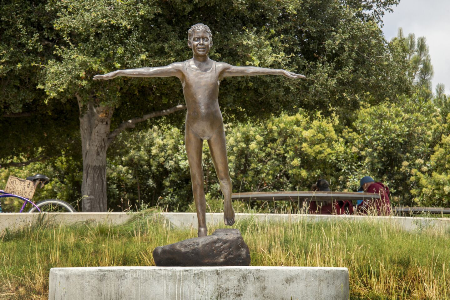 "Life is a Balancing Act" by Cindy Debold is on display at Newport Beach’s Civic Center Park on Saturday.