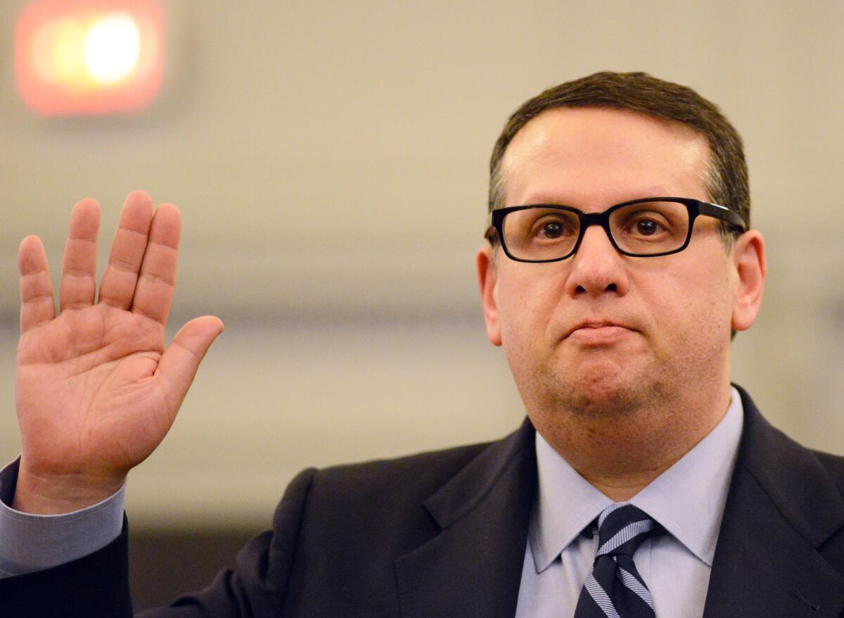 David Wildstein, an appointee of Gov. Chris Christie to the Port Authority of New York and New Jersey, is sworn in to testify at a hearing earlier this month.
