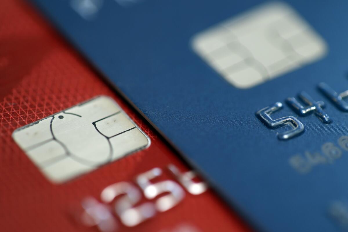  photo shows chip credit cards