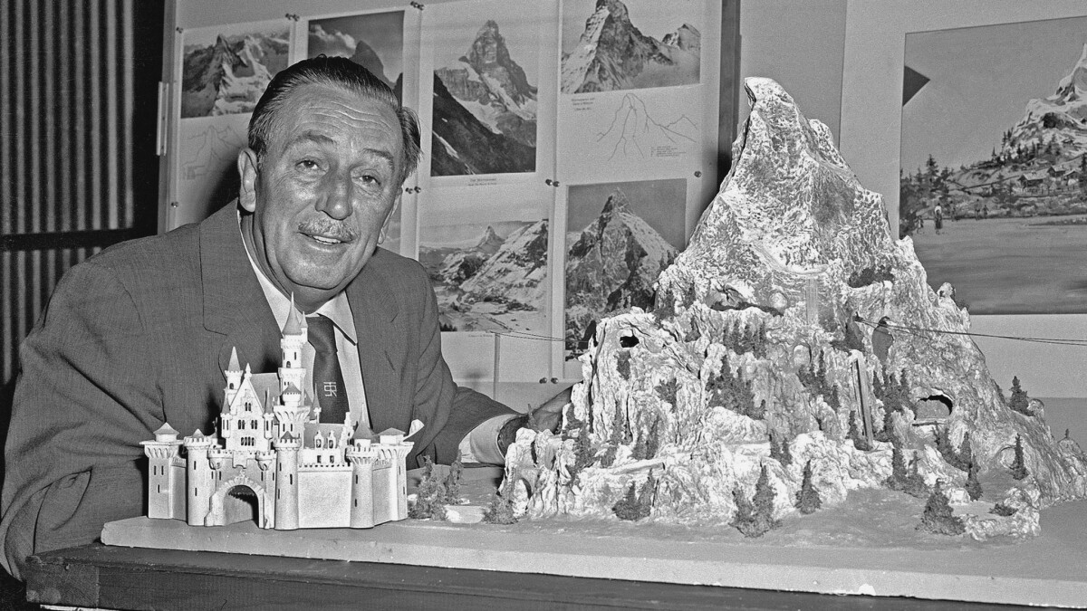 1950s Old Photo Walt Disney Showing Disneyland Plans to Officials 