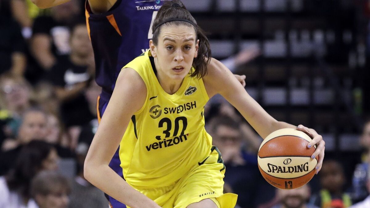 Breanna Stewart led the Storm to the WNBA title last season but will miss the upcoming one because of injury.