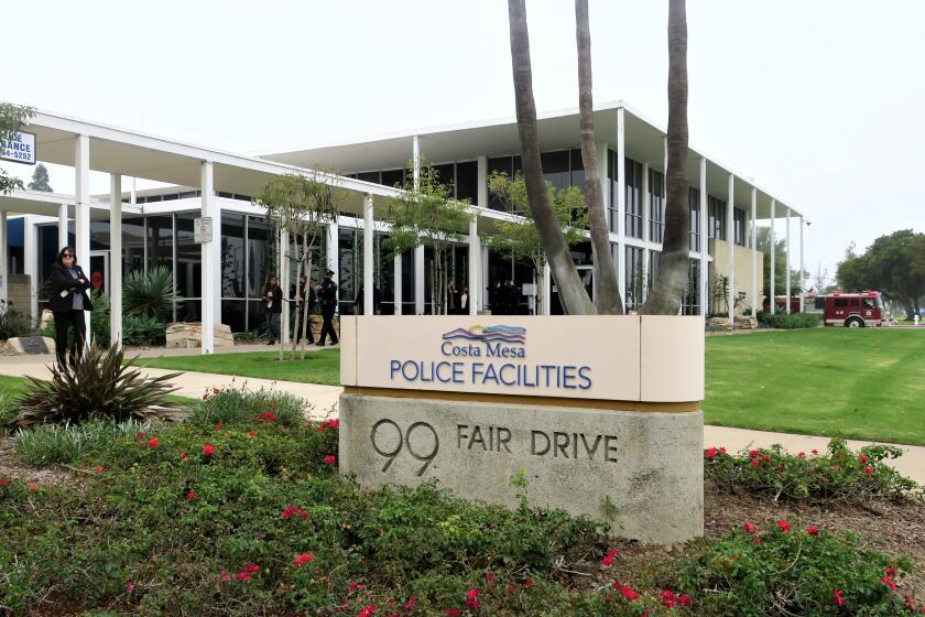 Costa Mesa Police Department, 99 Fair Drive, in Costa Mesa, CA, on Nov. 4, 2021.