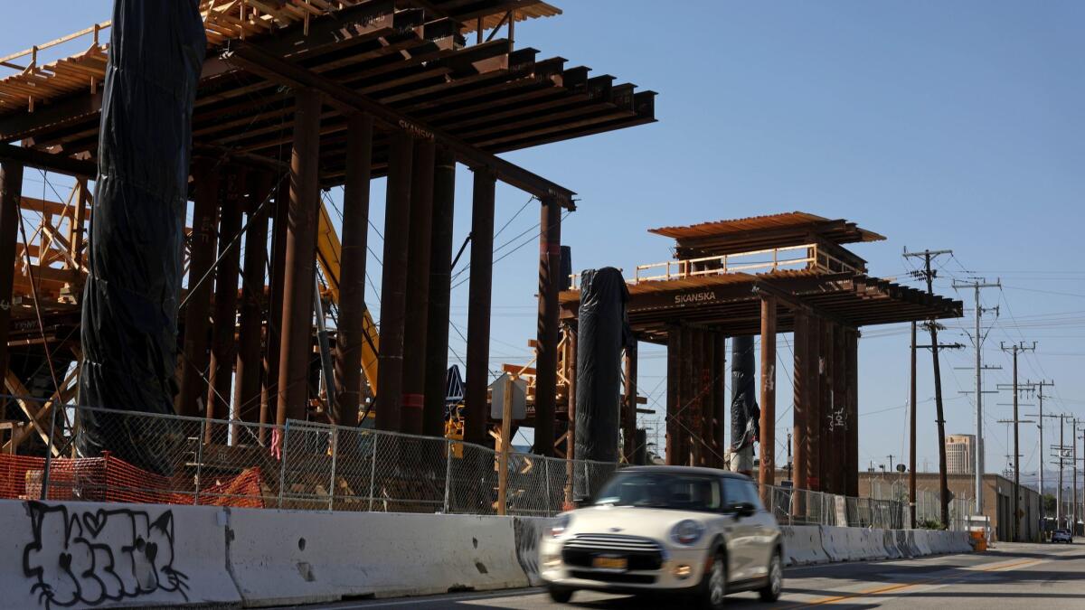 The new 6th Street viaduct rises in Boyle Heights.