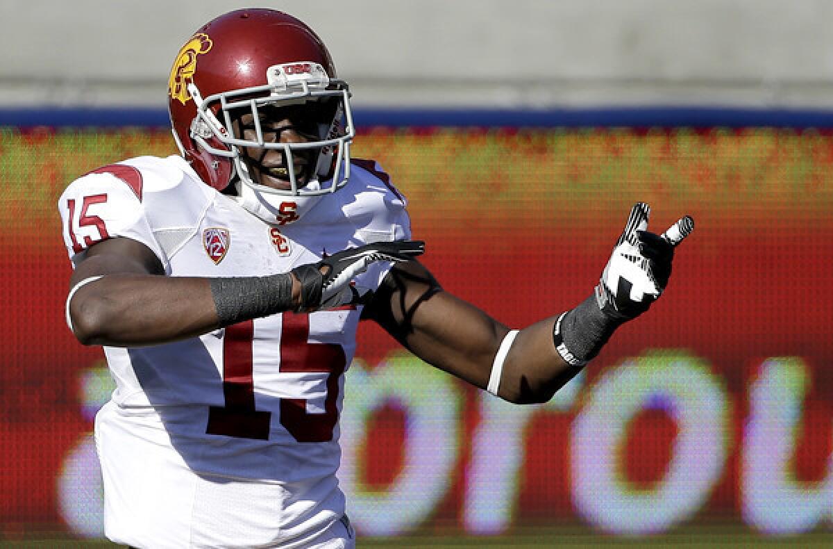 Nelson Agholor, celebrating a 93-yard yard punt return for a touchdown against California, became a primary offensive weapon last season for the Trojans.