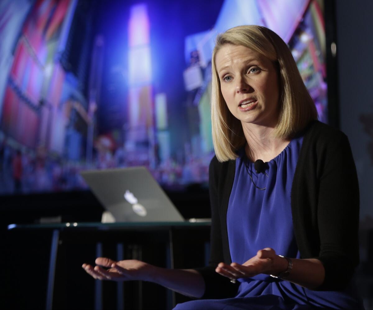 Yahoo CEO Marissa Mayer speaks during a news conference in New York on May 20, 2013.