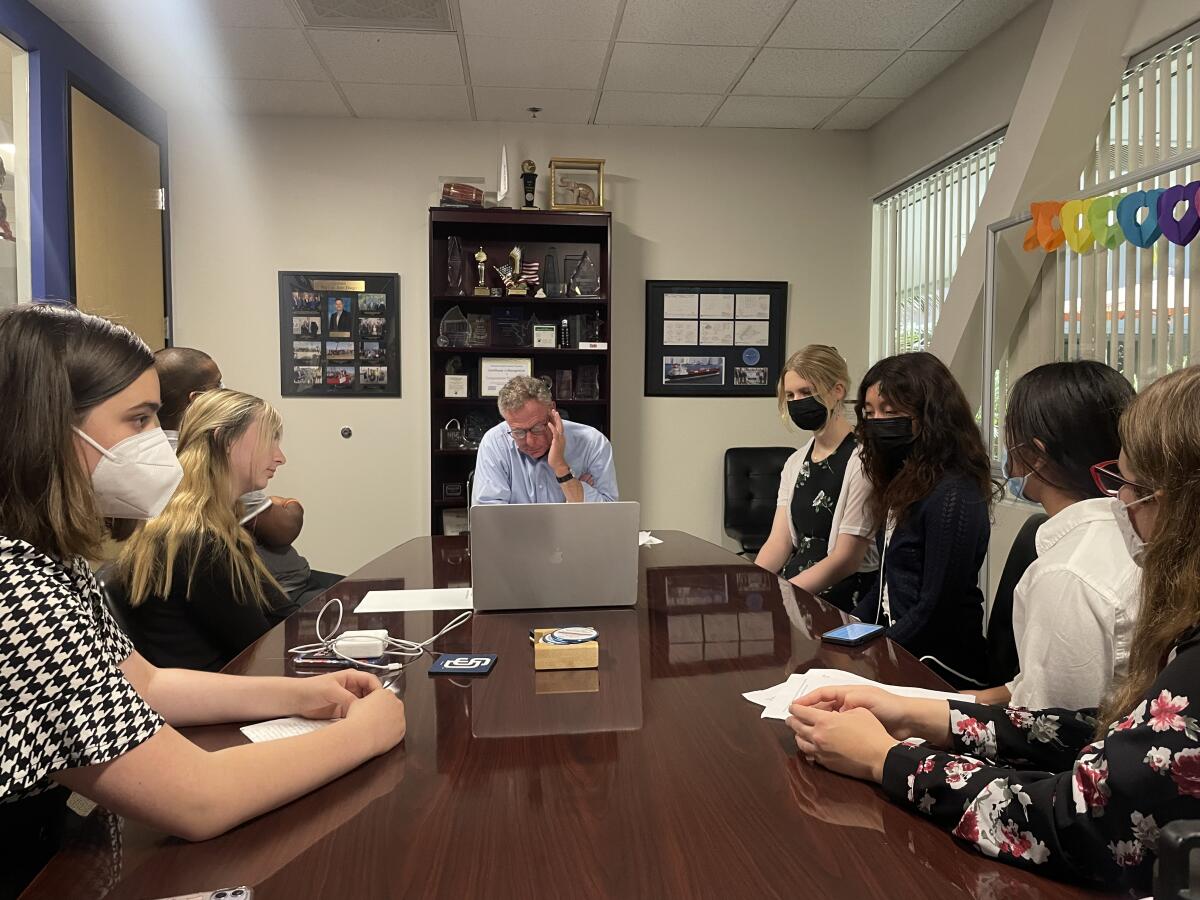 CCA students met with Rep. Scott Peters about human rights legislation that they've been supporting.