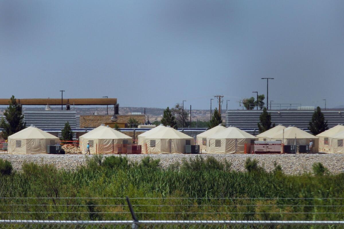 The Tornillo, Texas, detention facility for unaccompanied minors, where a report says workers did not undergo sufficient background checks.
