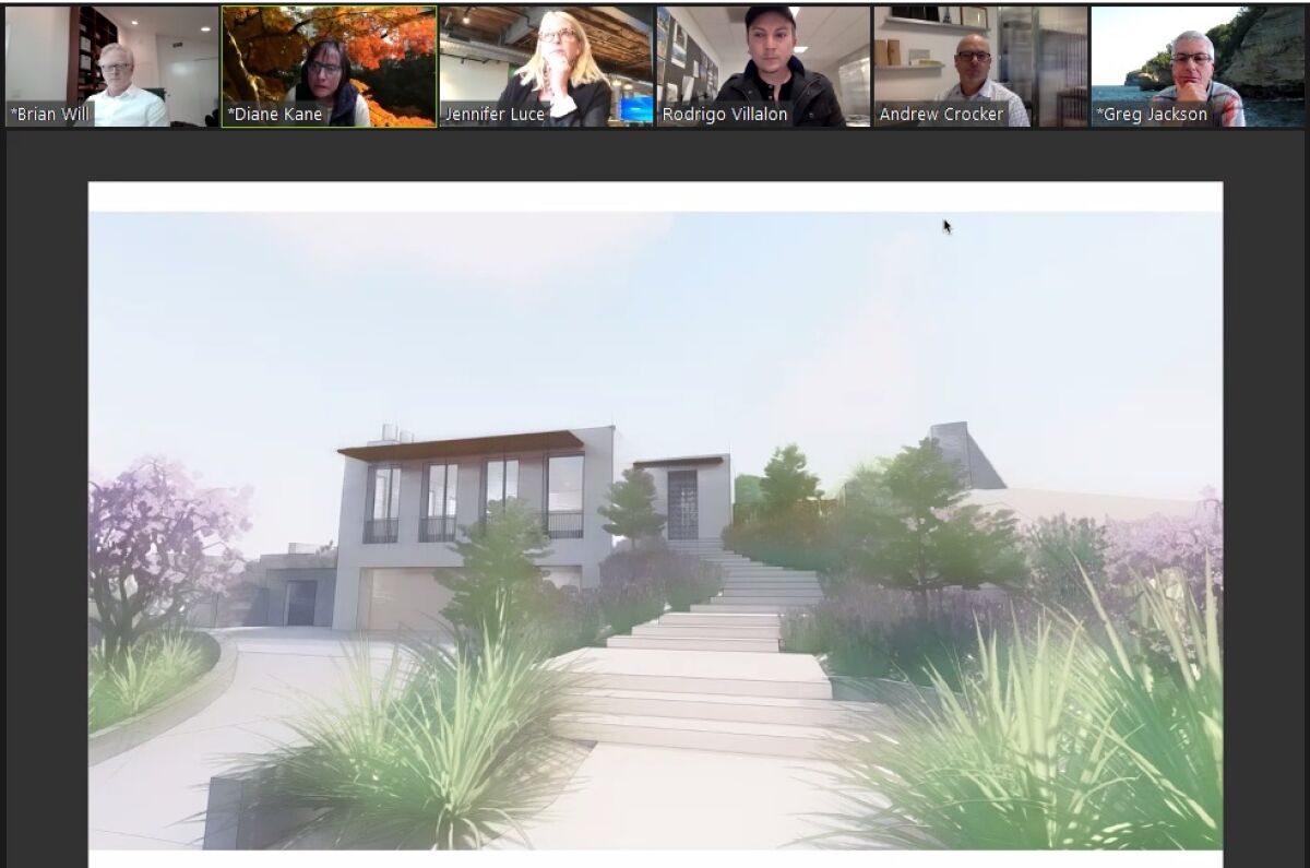 La Jolla's Development Permit Review Committee evaluates renderings for a home development planned for Folsom Drive.
