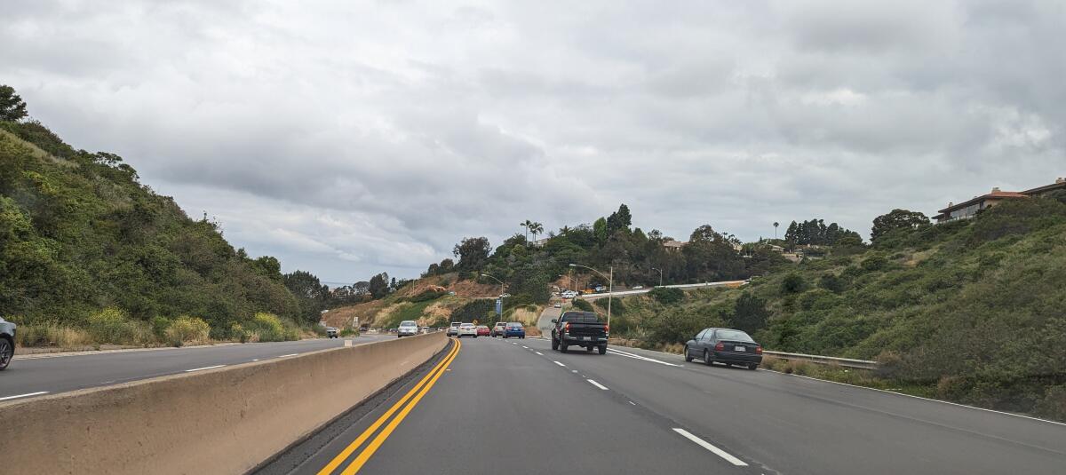 The resurfaced and repainted La Jolla Parkway is pictured the morning of May 30.