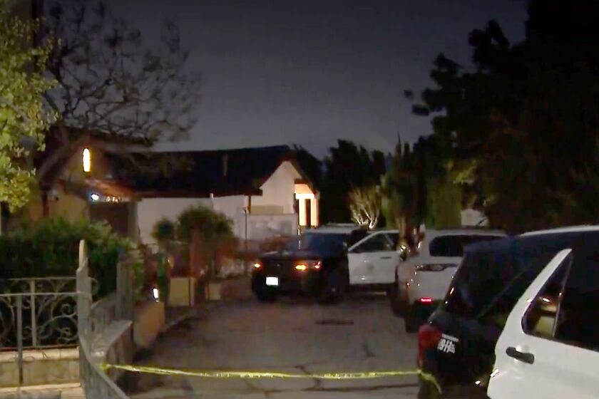 Authorities are searching for a suspect after he shot a man outside a home in the Hollywood Hills early Wednesday morning, June 7, 2023.