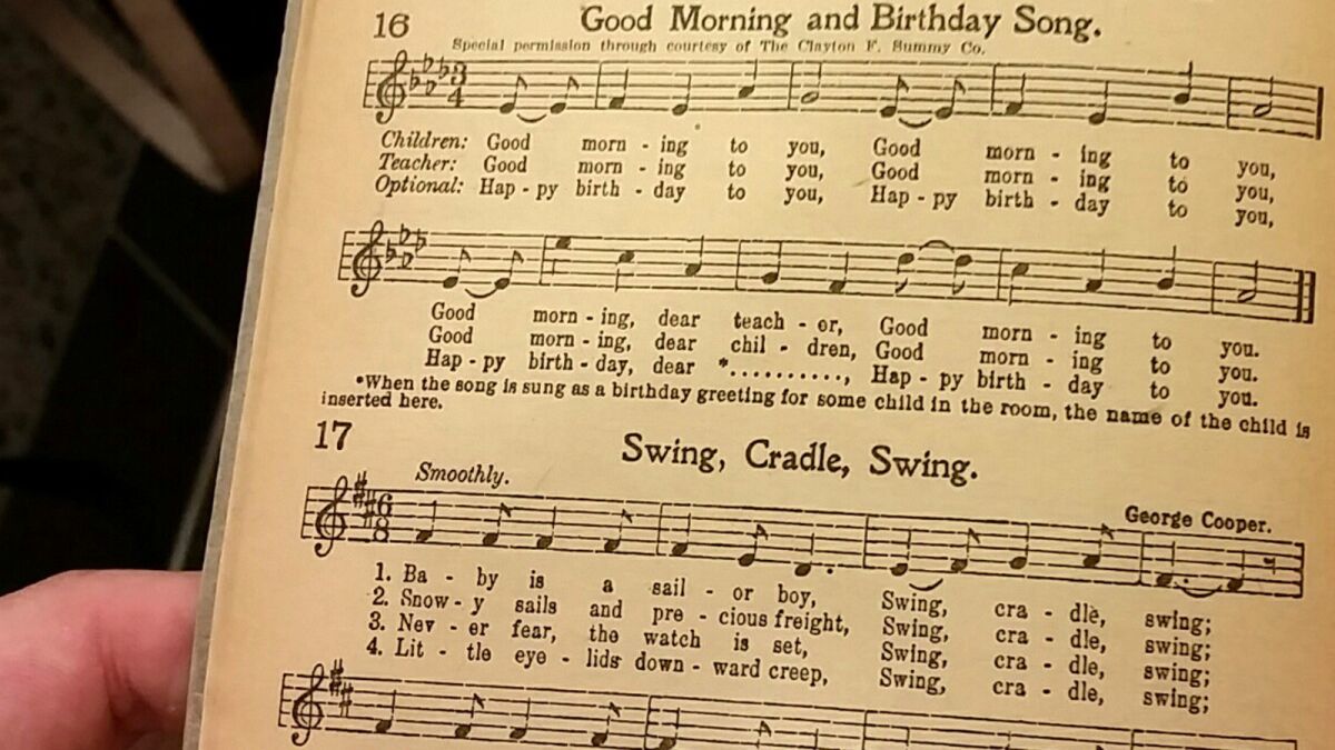 A 1922 copy of "The Everyday Song Book," containing lyrics to "Happy Birthday."