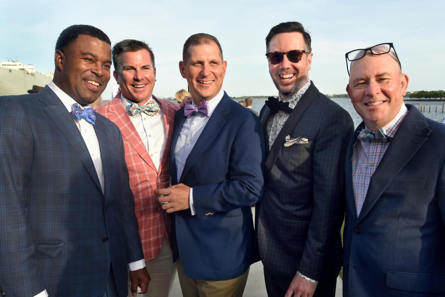 From left, Charles English, Chris Fiacco, Eric Borsoni, Craig Martin and Jim Kinney, at the Bourbon and Bowties charity fundraiser held at Rye Street Tavern in Port Covington.