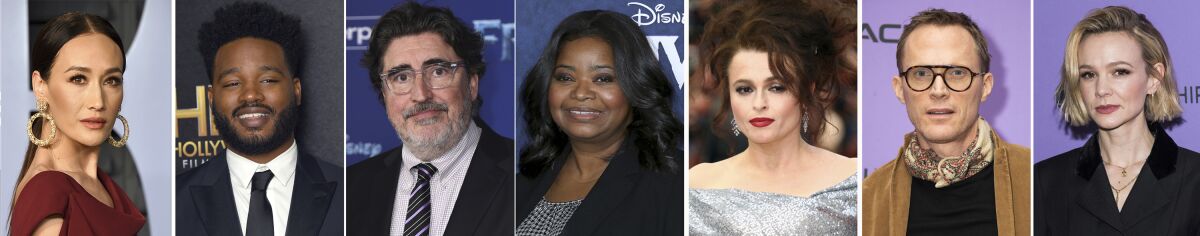 This combination photo of celebrities with birthdays from May 22-28 shows Maggie Q, from left, Ryan Coogler, Alfred Molina, Octavia Spencer, Helena Bonham Carter, Paul Bettany and Carey Mulligan. (AP Photo)