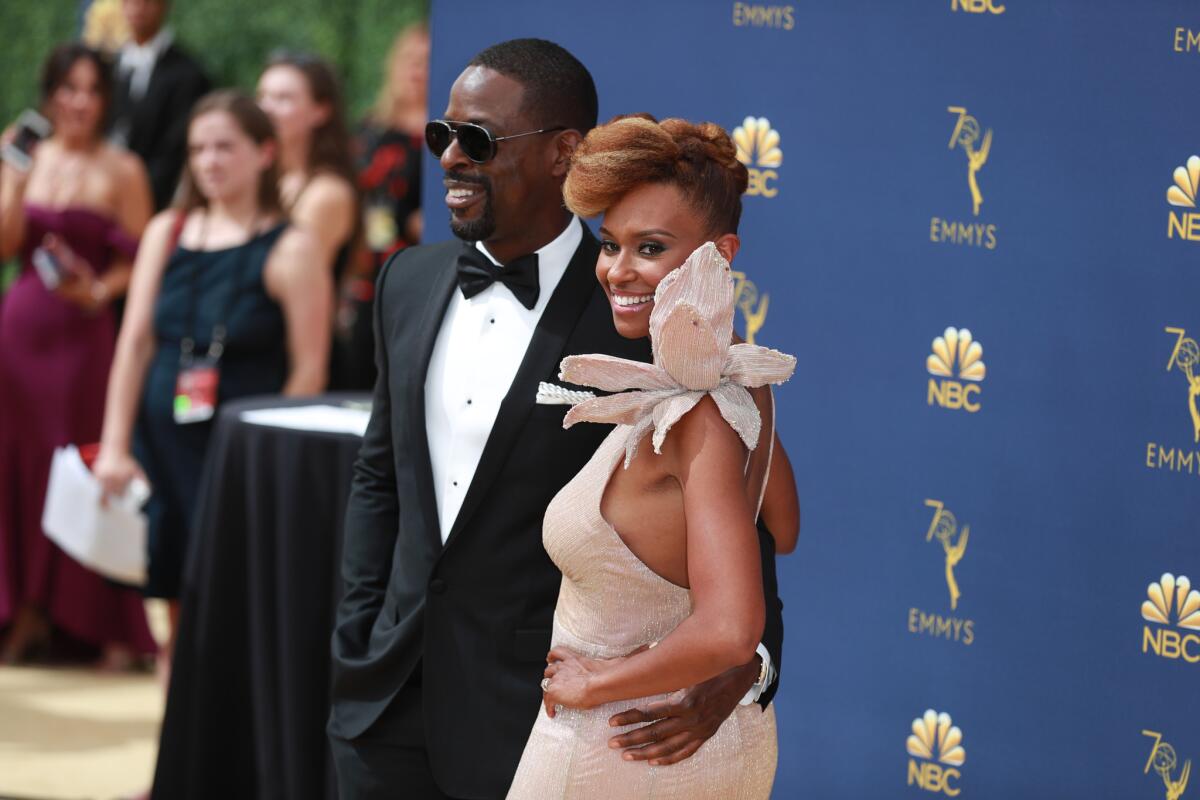 Sterling K. Brown and Ryan Michelle Bathe arriving at the 70th Primetime Emmy Awards at the Microsoft Theater in Los Angeles.