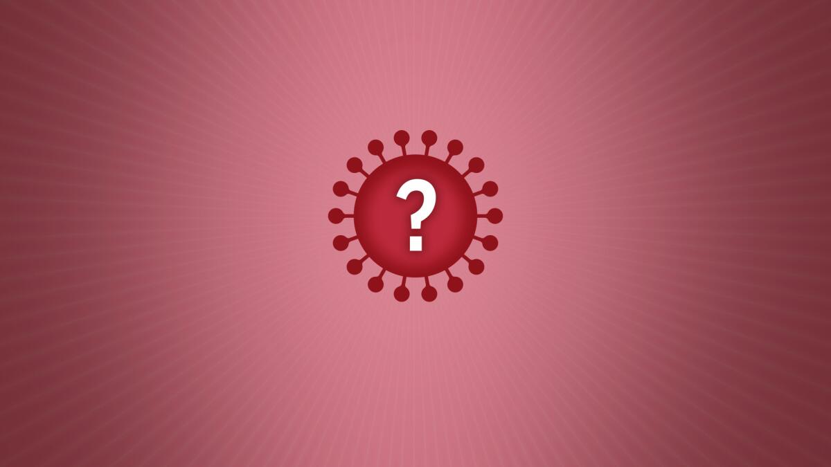 Illustration of coronavirus with question mark inside