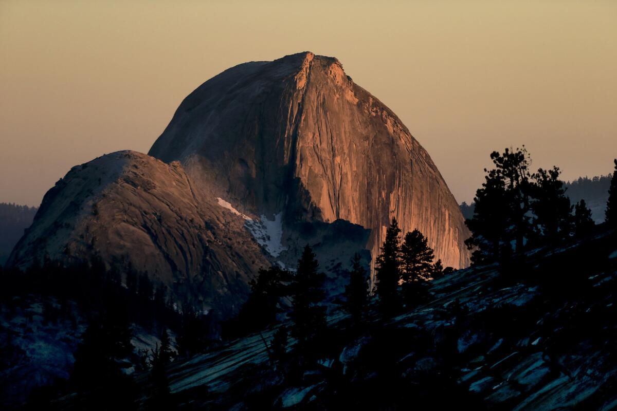 Half Dome at sunset, as seen from Olmsted Point near Tioga Road.