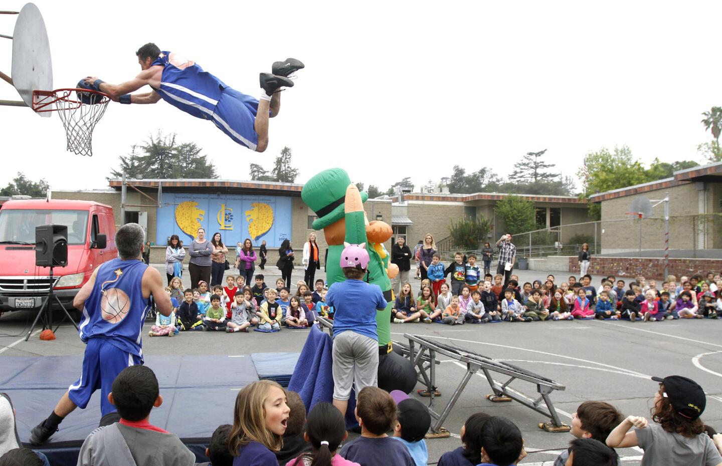 Photo Gallery: TNT Dunk Squad jumps for health and fitness at La Canada Elementary School