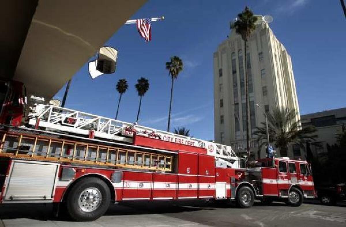 A Los Angeles Fire Department ladder truck.