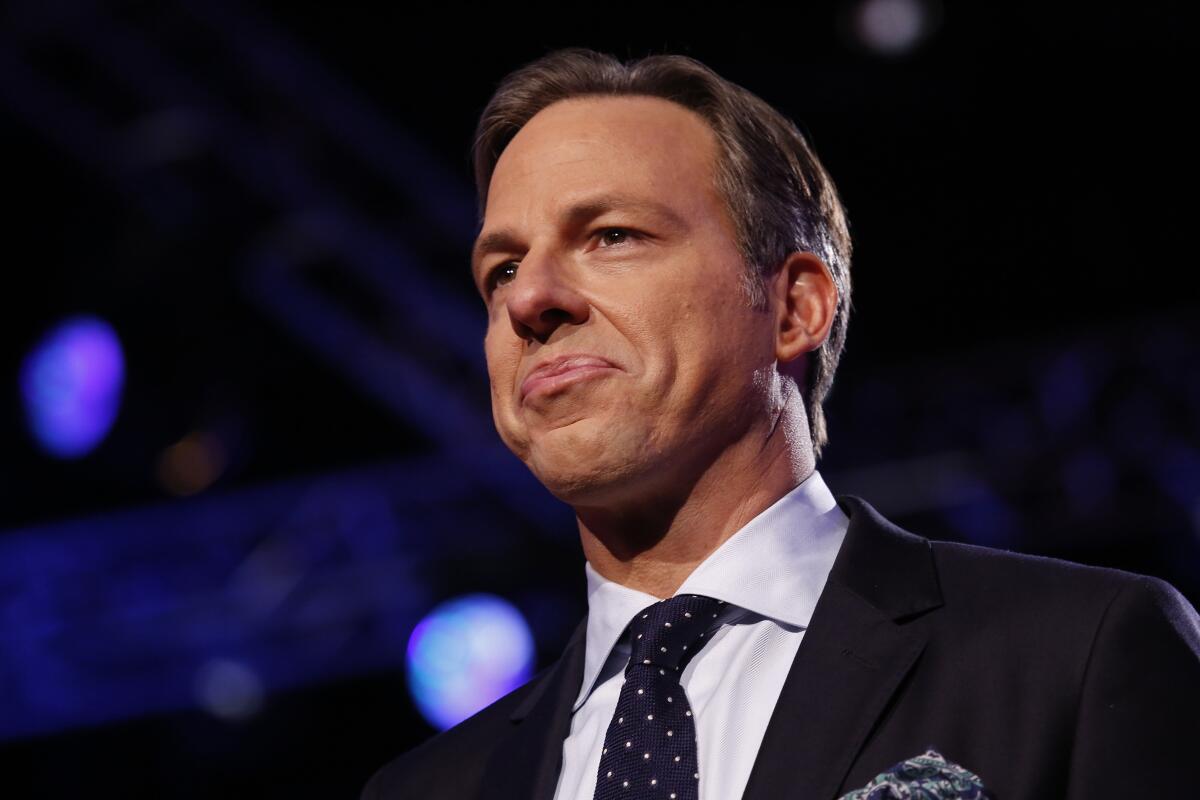 Jake Tapper moderates a Republican primary debate hosted by CNN in 2016.