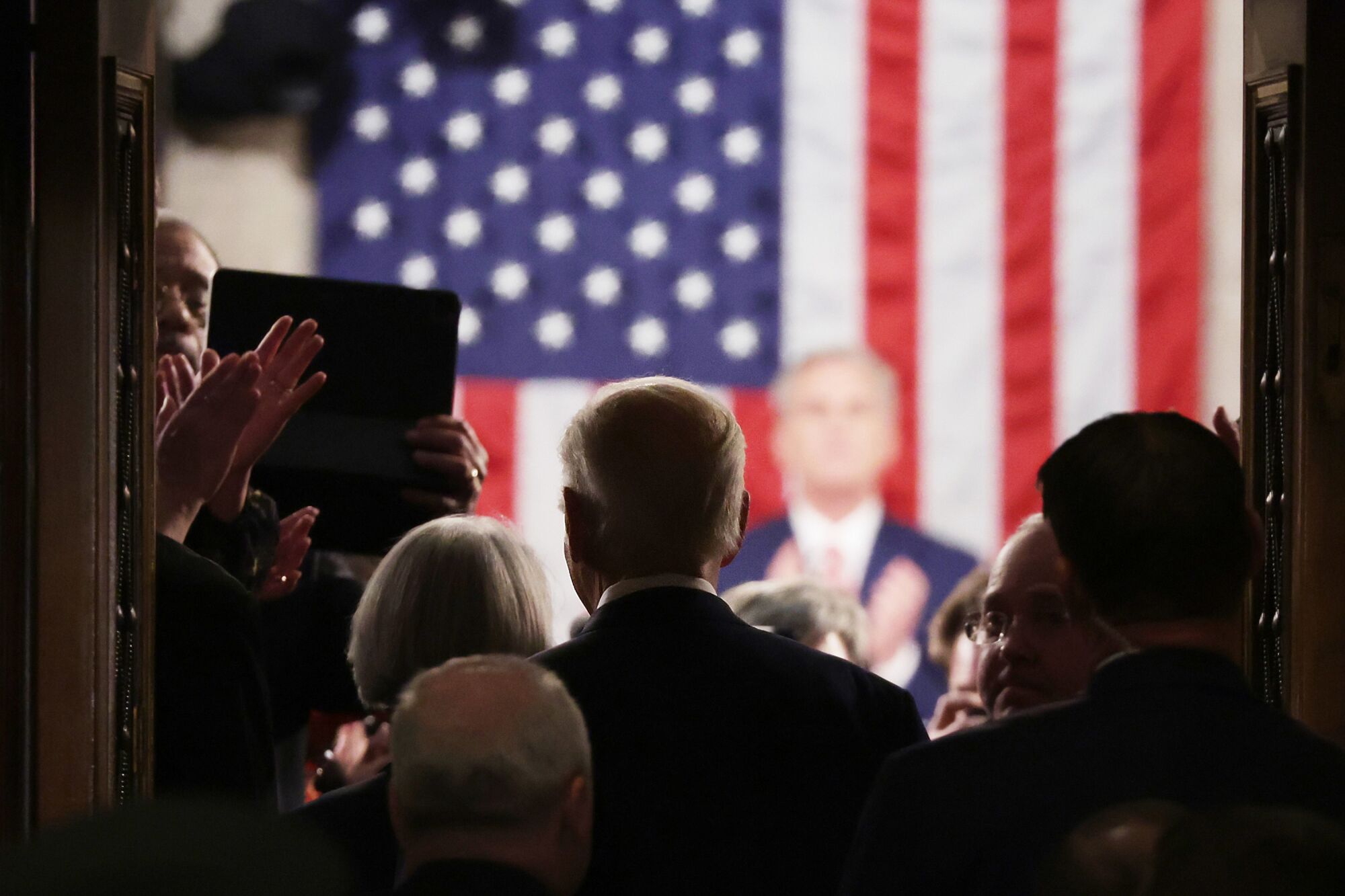 President Joe Biden arrives to deliver his State of the Union address at a joint meeting of Congress 