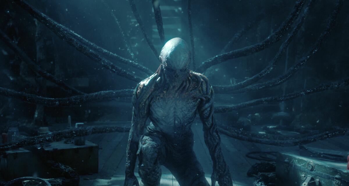 This image released by Netflix shows Vecna in a scene from "Stranger Things." This summer has been a breakthrough for streaming, with the time viewers spent with services like Netflix and Hulu outpacing broadcast and cable television networks in July for the first month ever.(Netflix via AP)