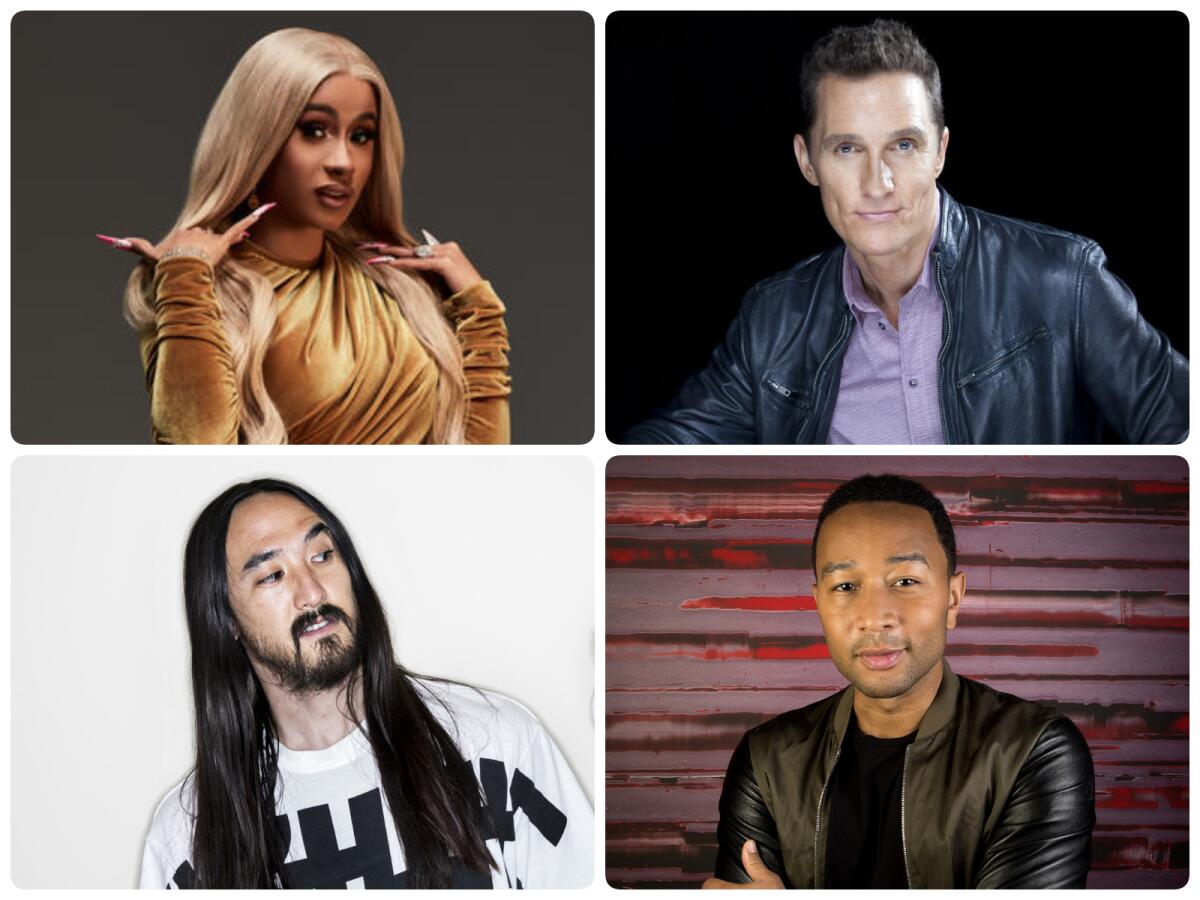 Cardi B, Matthew McConaughey, Steve Aoki and John Legend