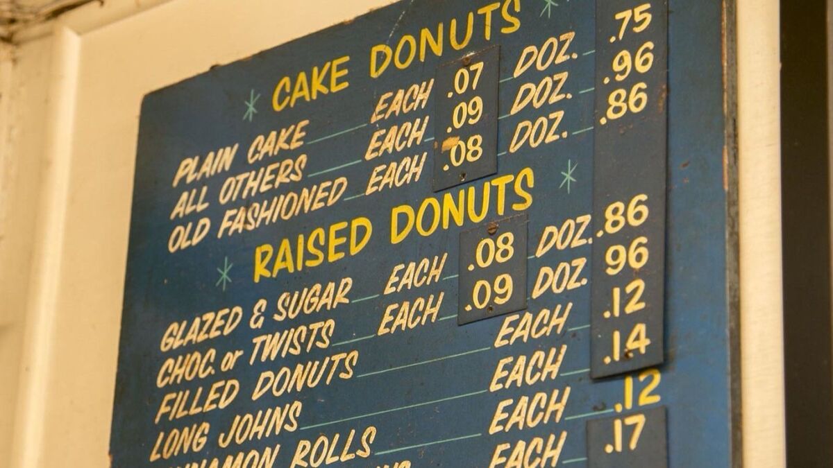 IMPERIAL BEACH, CA.- AUGUST 30, 2018,- The original donut menu. Star Dust donut shop in Imperial Beach is a family business that has been in business for 50 years. ©2018