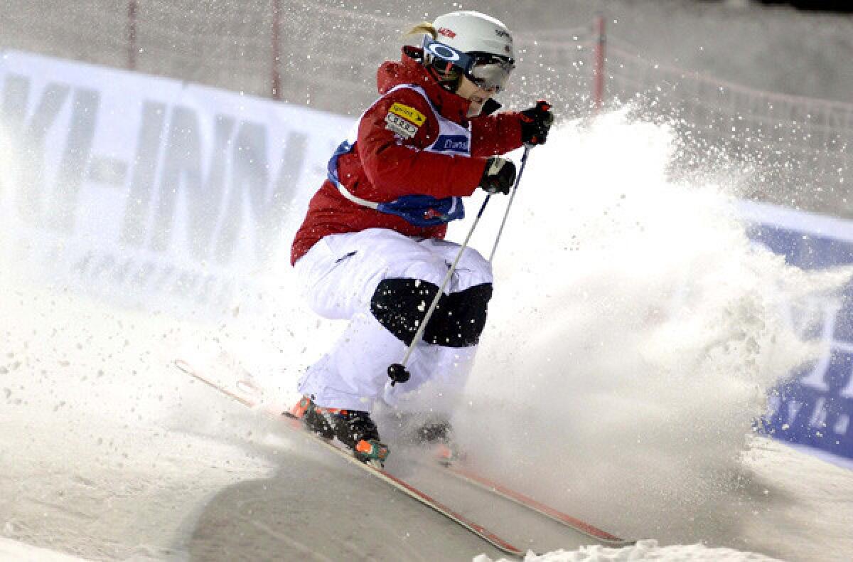 Hannah Kearney makes a run during the World Cup freestyle event in Kuusamo, Finland.