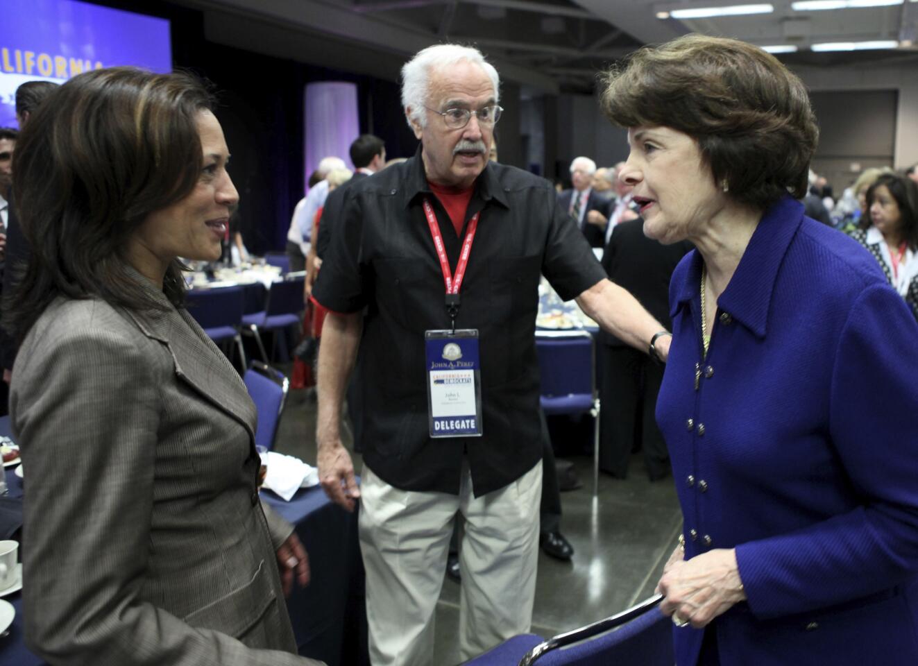 Kamala Harris, former Democratic State Party Chair John Burton, Sen. Dianne Feinstein in 2011.
