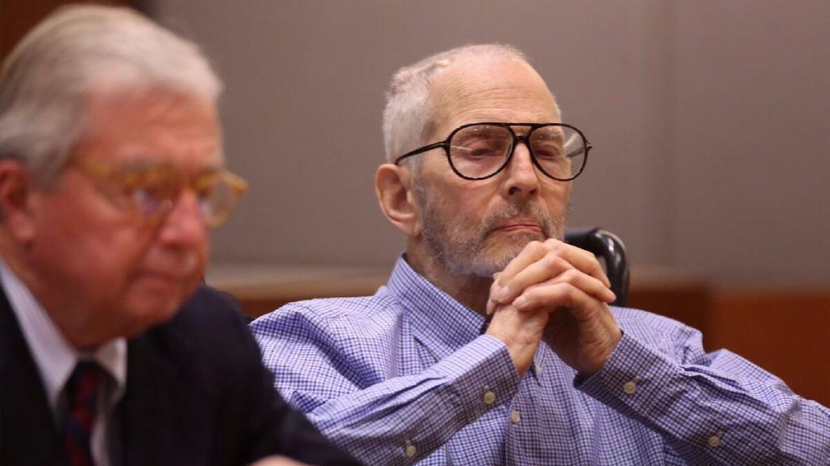 New York real estate scion Robert Durst, right, pictured here at an earlier hearing, appeared in court this week for a hearing in his murder case.