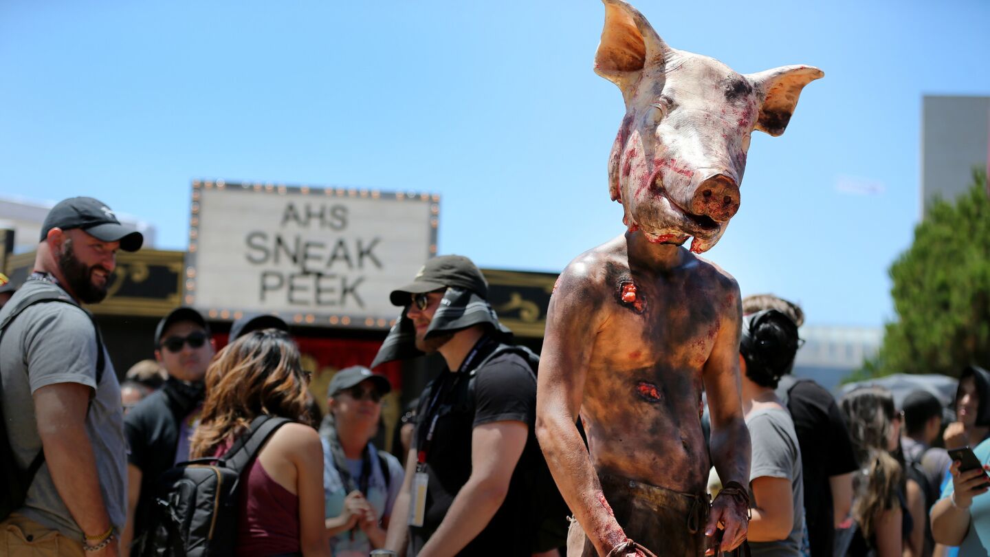 Piggy Man from "American Horror Story" outside Comic-Con International on Jly 21, 2017.