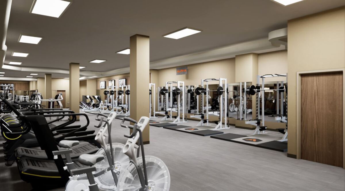 Rendering of what one area of Life Time Fitness may look like when it opens at 1055 Wall St. later this year.