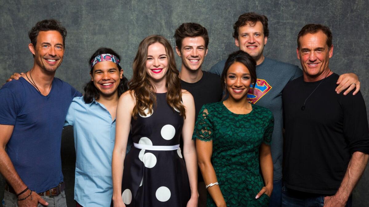 Andrew Kreisberg, second from right, is shown with 'The Flash' team at Comic-Con.