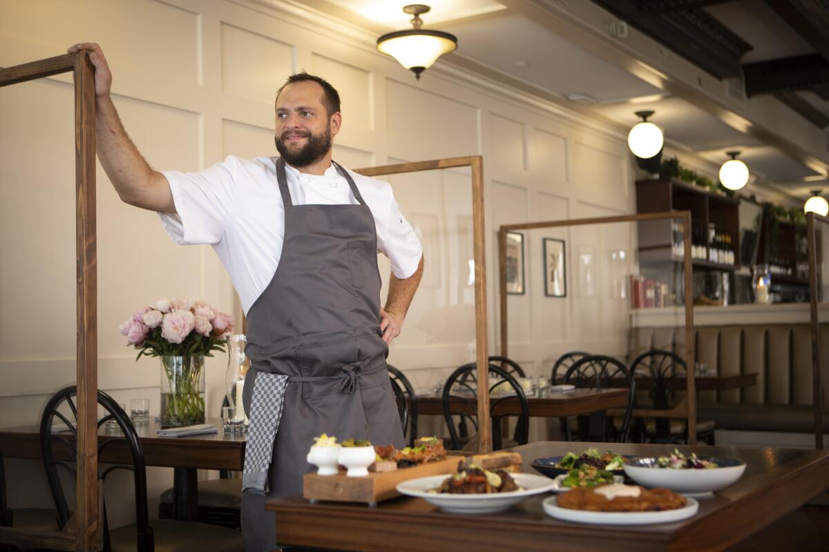 Chef Dean Yasharian at his new Pasadena restaurant, Perle. 