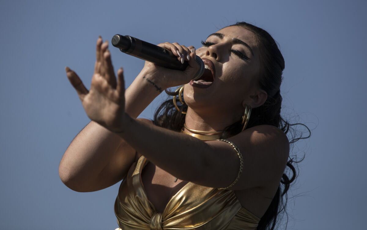 Kali Uchis performs at Coachella's Outdoor Theater.