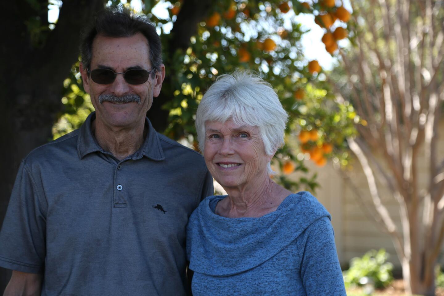 Philip and DiAnna Moore in their front yard in Northridge. Their garden will be open to the public on April 15 as part of the Theodore Payne Native Plant Garden Tour.