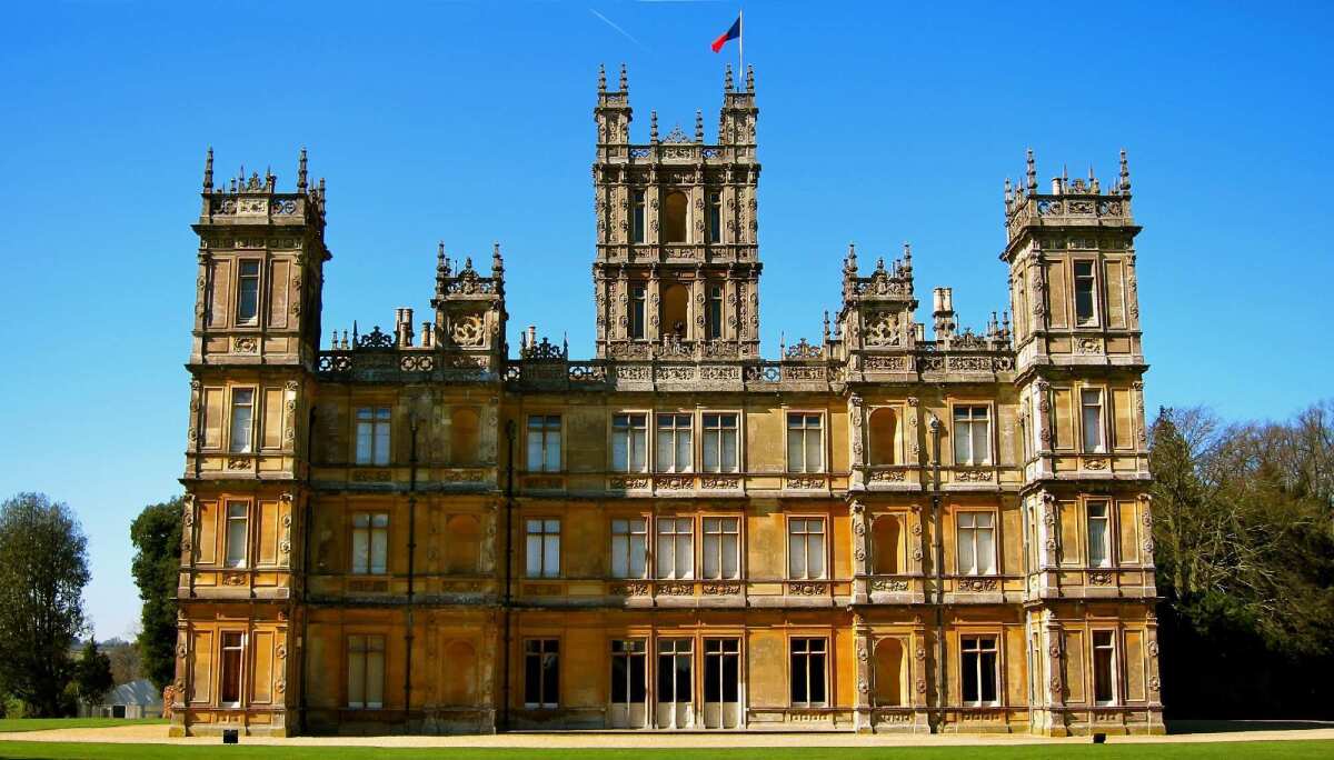 Highclere Castle, the real-life Downton Abbey, in England. Not one of the homes for sale, but you get the idea.